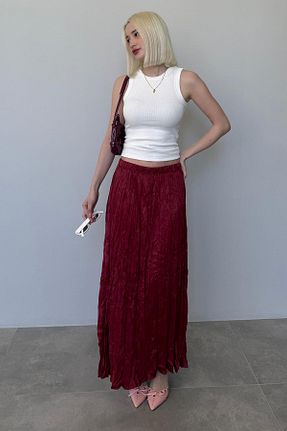 دامن زرشکی زنانه ساتن Madmext - کد 938131110