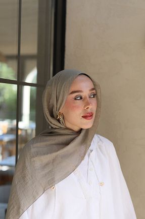 شال طوسی زنانه پنبه ای Modakaşmir - کد 811110828