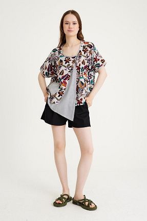 بلوز نارنجی زنانه گلدار Tola Tola Etnik Giyim - کد 938136070