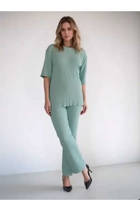 ست بالاتنه و پائین تنه سبز زنانه مخلوط ویسکون SSO - کد 938143754
