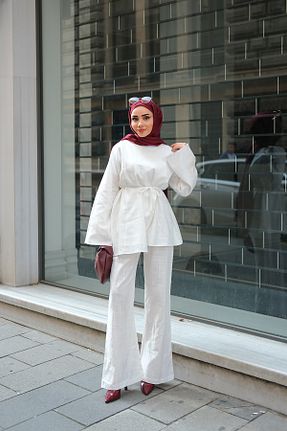 ست بالاتنه و پائین تنه سفید زنانه بافتنی LOCCO - کد 938151931