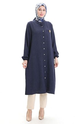 تونیک حجاب سرمه ای زنانه بافتنی sefamerve - کد 938284887