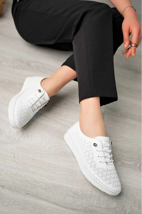 کفش کژوال سفید زنانه چرم خالص Garmoda - کد 938194725