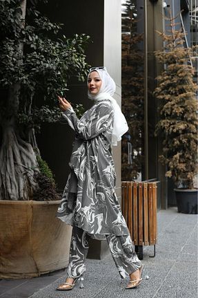 ست بالاتنه و پائین تنه طوسی زنانه بافتنی Pieef - کد 938168292