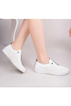 کفش کژوال سفید زنانه چرم خالص Garmoda - کد 938191254