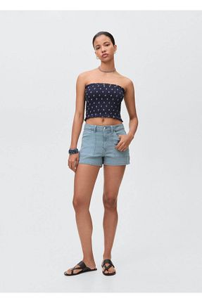 شلوارک و برمودا آبی زنانه پنبه ای MANGO Teen - کد 925448381