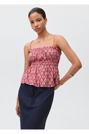 بلوز قرمز زنانه طرح دار MANGO Teen - کد 905757641