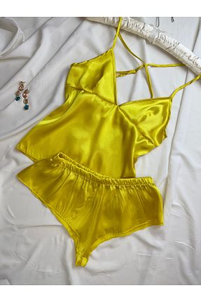 ست لباس راحتی زرد زنانه ساده ROZENİN LINGERIE - کد 938411673