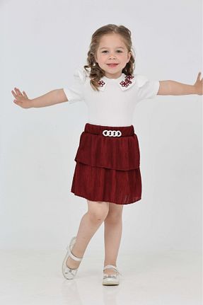 ست بالاتنه و پائین تنه زرشکی بچه گانه بافتنی junior baby kids - کد 938404816