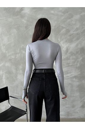 بادی طوسی زنانه یقه ماهیگیر QBZ - کد 938265315