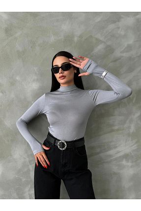 بادی طوسی زنانه یقه ماهیگیر QBZ - کد 938265315