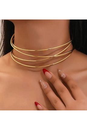 گردنبند جواهر متالیک زنانه روکش طلا NISHPOINT - کد 938276647