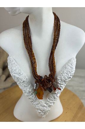 گردنبند جواهر قهوه ای زنانه سنگ SEDEF TAKI - کد 938341448
