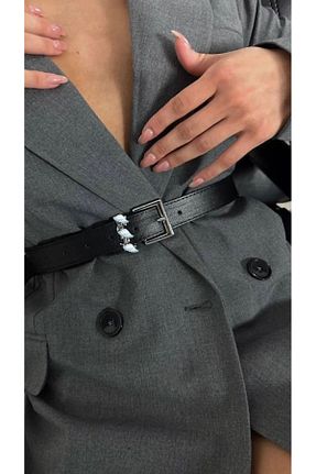 کمربند مشکی زنانه چرم مصنوعی MUJGANERDOGANDESIGN - کد 895518687