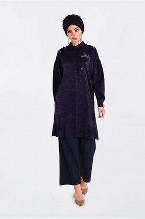تونیک حجاب بنفش زنانه پلی استر Alvina - کد 872833145