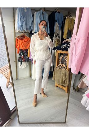 شلوار جین سفید زنانه پاچه تنگ Butik - کد 938395221