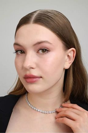 گردنبند نقره طوسی زنانه 925 عیار SERHAZİN - کد 938410691