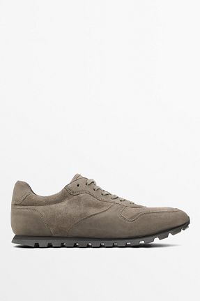 کفش اسنیکر طوسی مردانه چرم اصل Massimo Dutti - کد 938414107