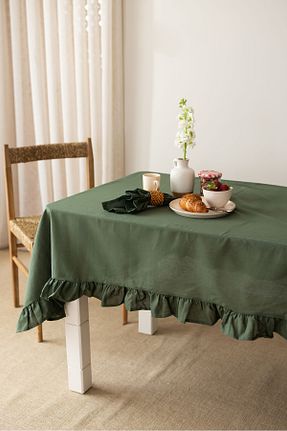 رومیزی خاکی کتان Wellstil - کد 867910829