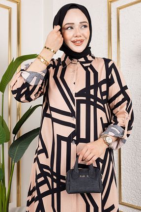 ست بالاتنه و پائین تنه بژ زنانه مخلوط ویسکون modapinhan - کد 938402125