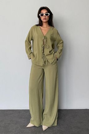 ست بالاتنه و پائین تنه سبز زنانه بافتنی Seeh - کد 938401945