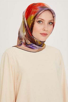 روسری آبی کرپ ساتن ابریشم Armine - کد 859619171