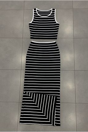 ست بالاتنه و پائین تنه مشکی زنانه بافت İYMES COLLECTİON - کد 934840073