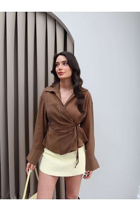 پیراهن قهوه ای زنانه رگولار ESRAHELVACI - کد 938440548