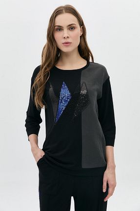 تیشرت مشکی زنانه رگولار DAIDO - کد 938441810