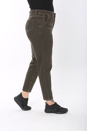 شلوار سایز بزرگ قهوه ای زنانه پنبه ای CEDY DENIM - کد 456653511