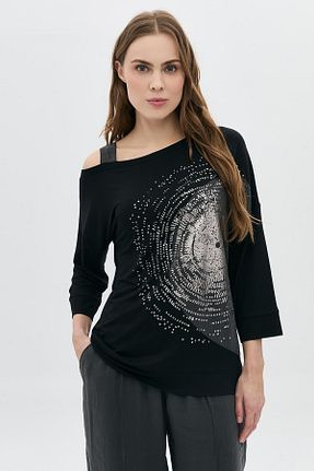 تیشرت مشکی زنانه رگولار DAIDO - کد 938442066