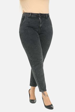 شلوار سایز بزرگ طوسی زنانه پنبه ای CEDY DENIM - کد 143384072