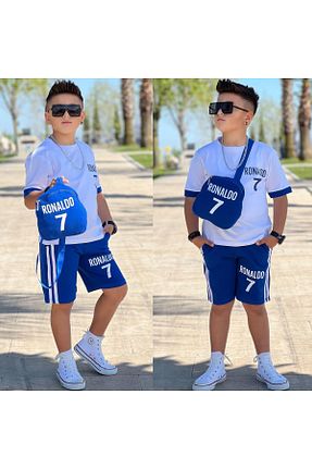 ست بالاتنه و پائین تنه آبی بچه گانه بافتنی KOKOŞ BEBEK - کد 938786414