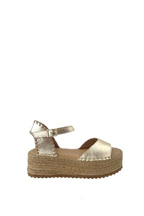 صندل طلائی زنانه پاشنه ضخیم Saracshoes - کد 938786443