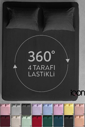ست ملحفه تکنفره مشکی پنبه ای İQON - کد 901097621