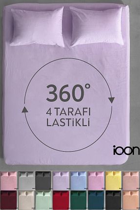 ست ملحفه دونفره بنفش پنبه ای İQON - کد 906429646