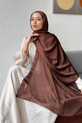 شال قهوه ای زنانه ویسکون lamelif - کد 938454131