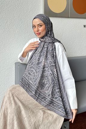 شال طوسی زنانه پنبه ای lamelif - کد 938453796