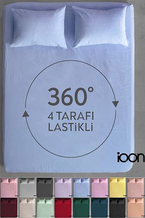 ست ملحفه دونفره آبی پنبه ای İQON - کد 906429645