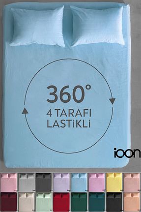 ست ملحفه تکنفره فیروزه ای پنبه ای İQON - کد 901034199