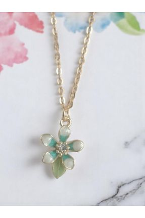 گردنبند جواهر آبی زنانه روکش طلا VerdeHome - کد 938469289