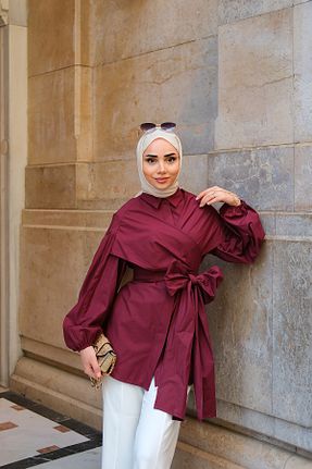پیراهن حجاب زرشکی زنانه رگولار LOCCO - کد 938461837