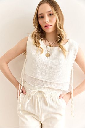 بلوز سفید زنانه ساده Olalook - کد 938913169