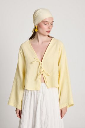 بلوز زرد زنانه ساده minaaise - کد 936186906