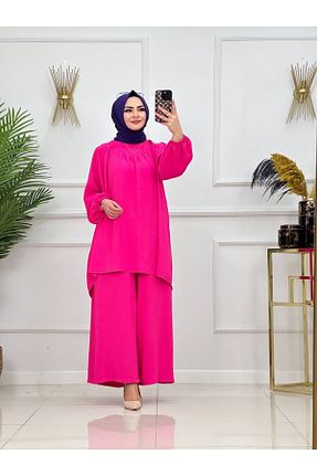 ست بالاتنه و پائین تنه حجاب صورتی زنانه رگولار Genel Markalar - کد 929383452