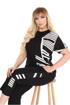 ست گرمکن سایز بزرگ مشکی زنانه مخلوط ویسکون MELSAY - کد 938478618