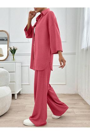 ست بالاتنه و پائین تنه صورتی زنانه بافت VHTMODA - کد 938509170