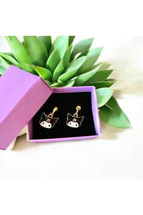 گوشواره غضروفی جواهر مشکی بچه گانه برنجی kuromi - کد 938549094