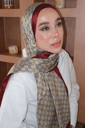 شال زرشکی زنانه ابریشم diorel - کد 939026787