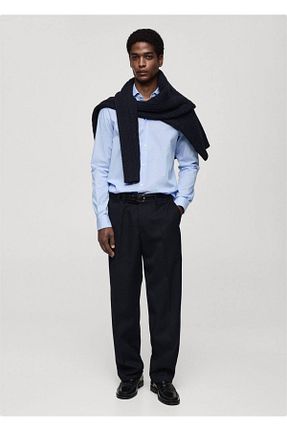 پیراهن آبی مردانه اسلیم فیت MANGO Man - کد 873791157